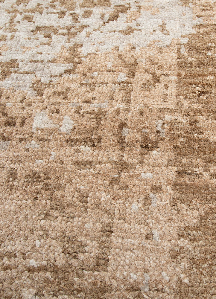 far east beige and brown silk hand knotted Rug - CloseUp far east beige and brown silk hand knotted Rug - CloseUp