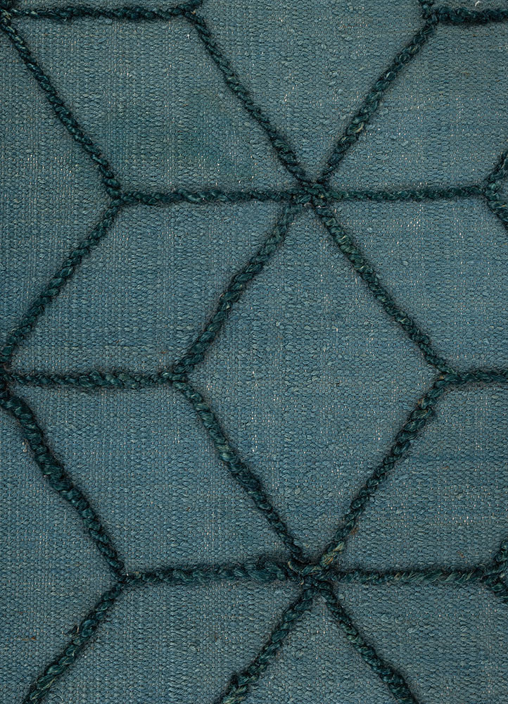 indusbar blue wool flat weaves Rug - CloseUp indusbar blue wool flat weaves Rug - CloseUp