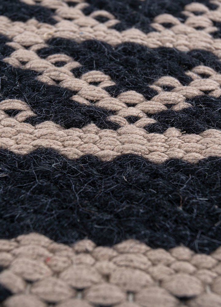 abrash grey and black wool flat weaves Rug - CloseUp abrash grey and black wool flat weaves Rug - CloseUp