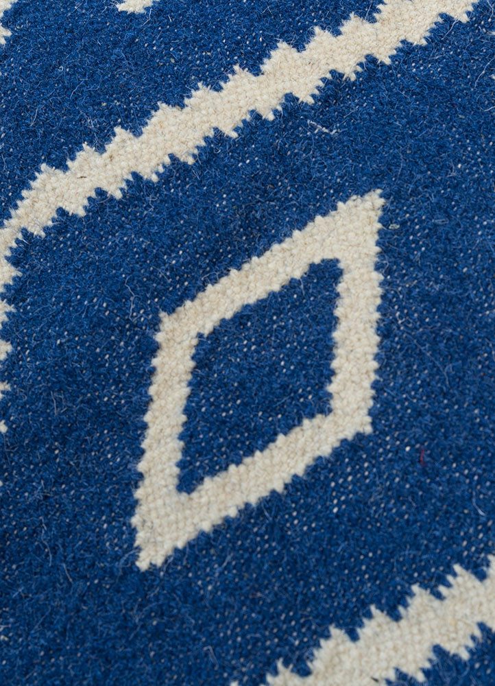 bedouin blue wool flat weaves Rug - CloseUp