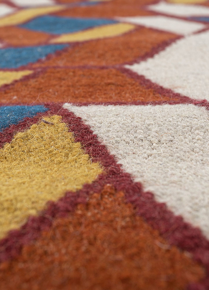 Bedouin Gold Flat Weaves Wool Rugs-Sdwl-698-Jaipur Rugs ES