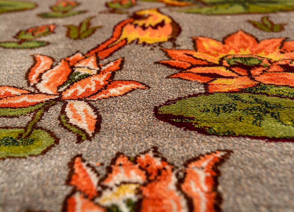 gulmarg green silk hand knotted Rug - CloseUp gulmarg green silk hand knotted Rug - CloseUp