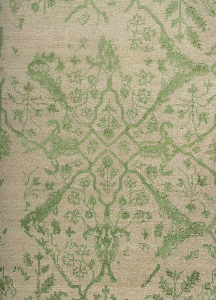 far east ivory wool and silk hand knotted Rug - CloseUp far east ivory wool and silk hand knotted Rug - CloseUp