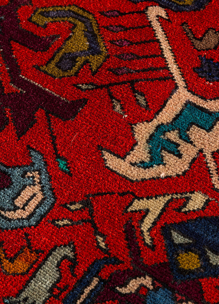 kiaan red and orange wool hand knotted Rug - CloseUp kiaan red and orange wool hand knotted Rug - CloseUp