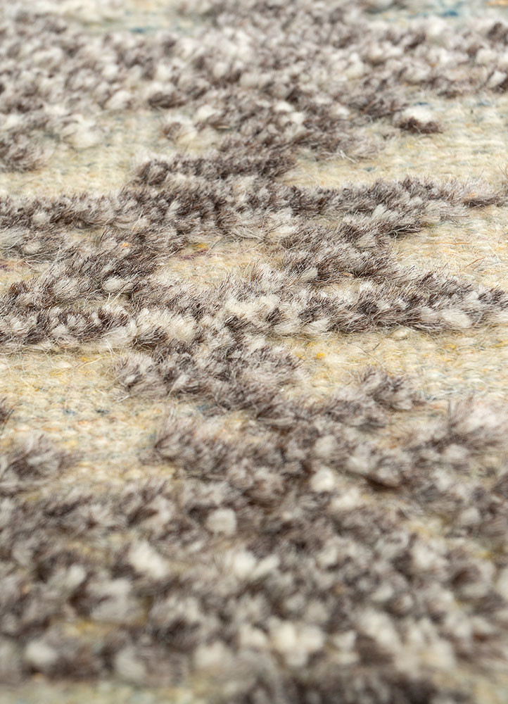 manifest beige and brown wool hand knotted Rug - CloseUp