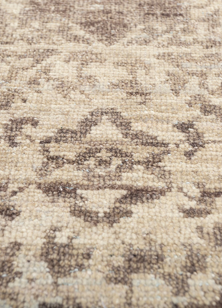 far east beige and brown wool hand knotted Rug - CloseUp far east beige and brown wool hand knotted Rug - CloseUp