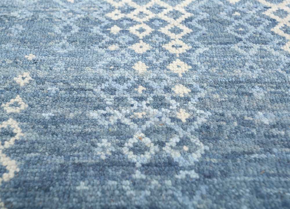 kairos blue wool hand knotted Rug - CloseUp