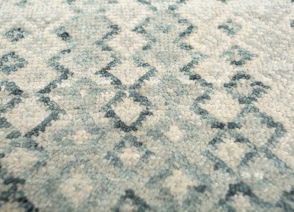 kairos blue wool hand knotted Rug - CloseUp