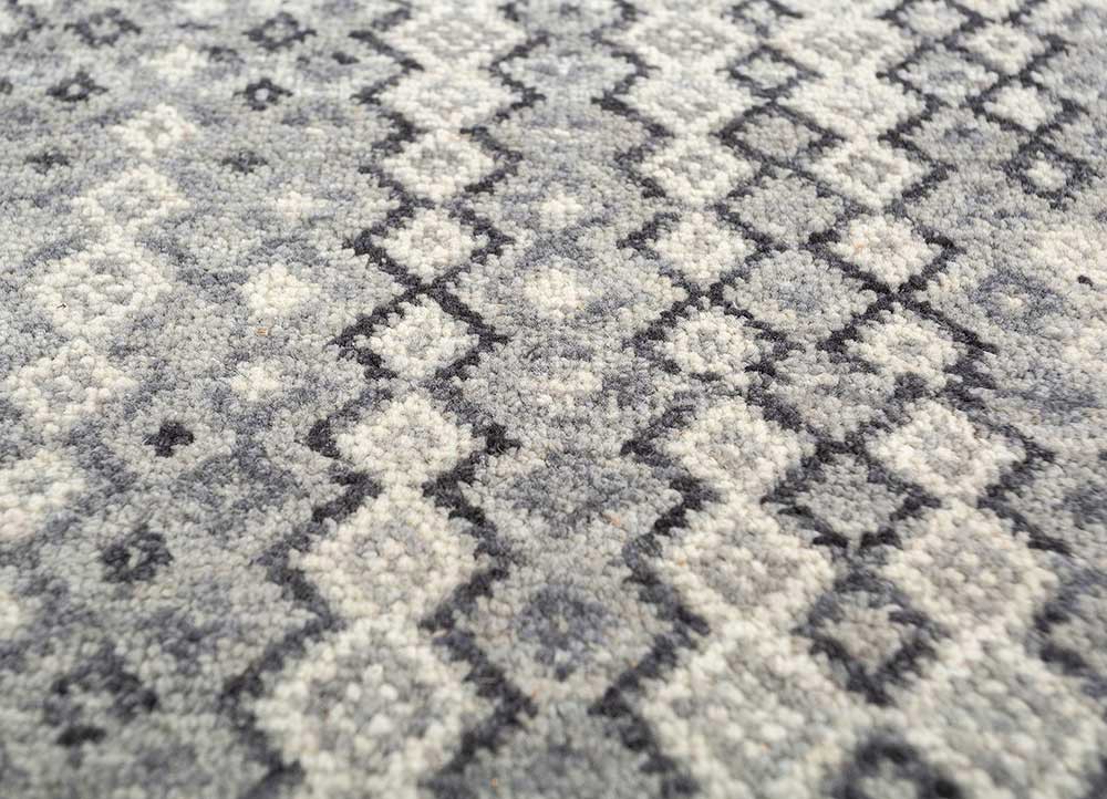 kairos blue wool hand knotted Rug - CloseUp