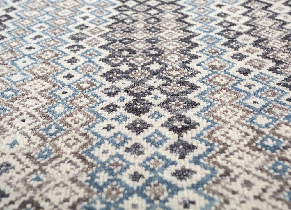 kairos blue wool hand knotted Rug - CloseUp