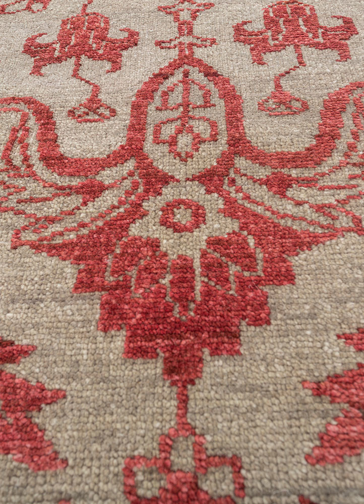 savana red and orange wool hand knotted Rug - CloseUp savana red and orange wool hand knotted Rug - CloseUp