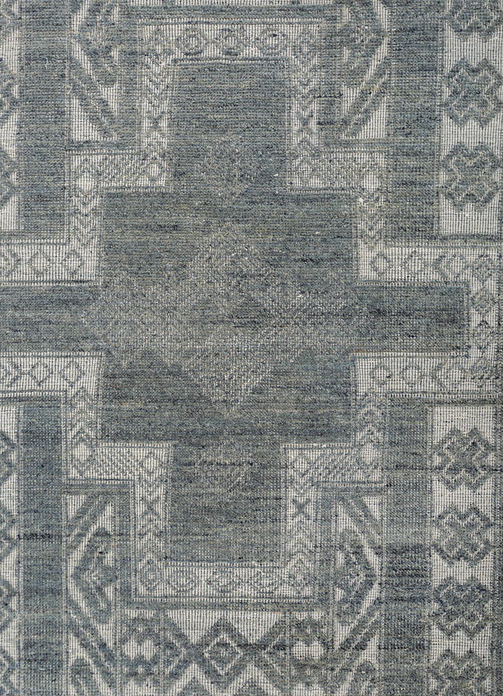 savana blue wool hand knotted Rug - CloseUp savana blue wool hand knotted Rug - CloseUp