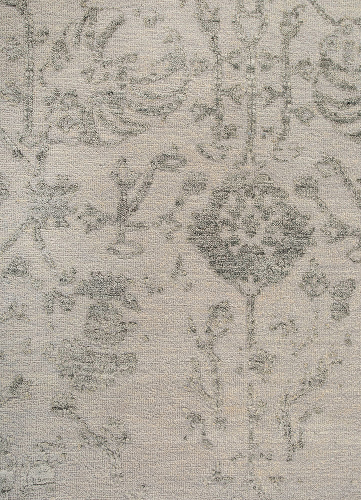 far east grey and black wool and viscose hand knotted Rug - CloseUp far east grey and black wool and viscose hand knotted Rug - CloseUp