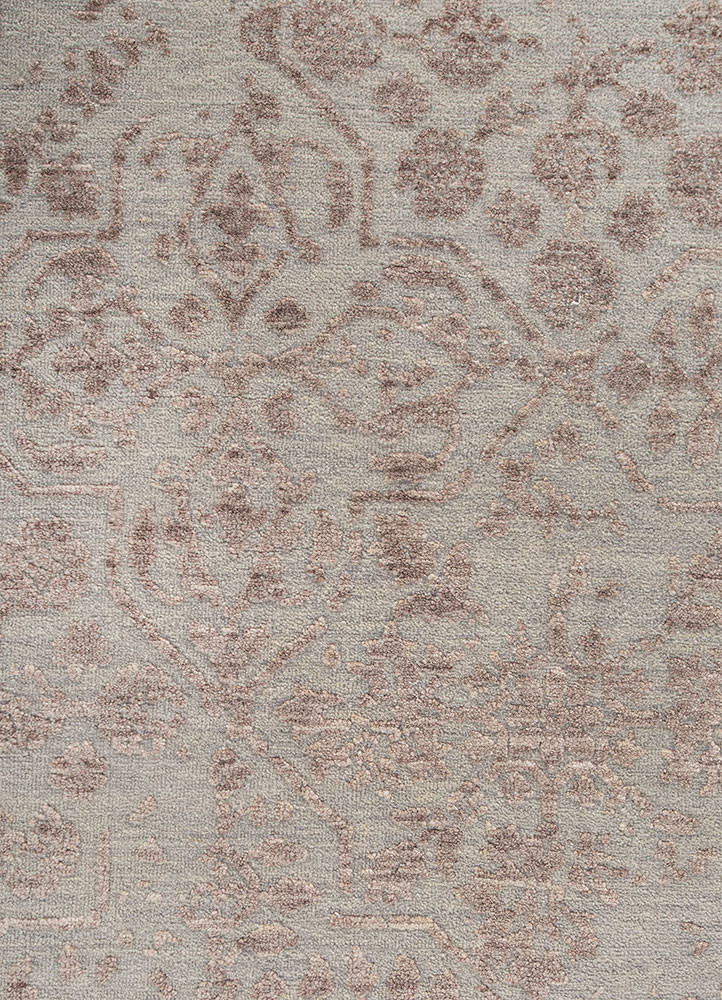 aurora grey and black wool and viscose hand knotted Rug - CloseUp