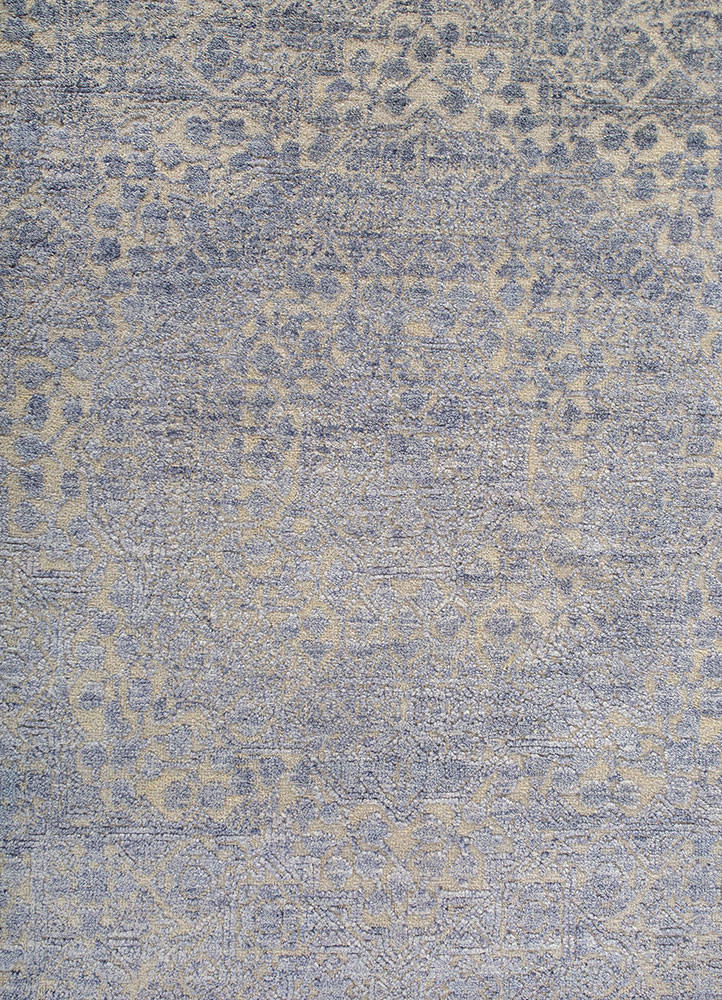 aurora grey and black wool and viscose hand knotted Rug - CloseUp