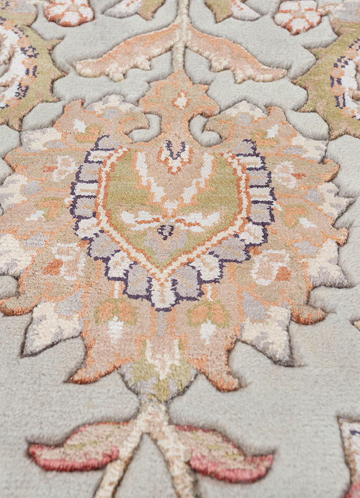 aurora beige and brown wool and viscose hand knotted Rug - CloseUp