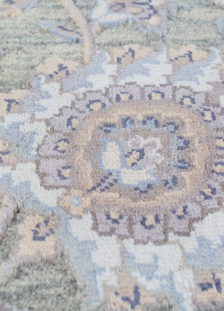 aurora blue wool and viscose hand knotted Rug - CloseUp aurora blue wool and viscose hand knotted Rug - CloseUp