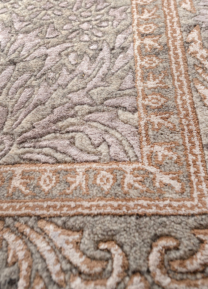 aurora blue wool and viscose hand knotted Rug - CloseUp aurora blue wool and viscose hand knotted Rug - CloseUp