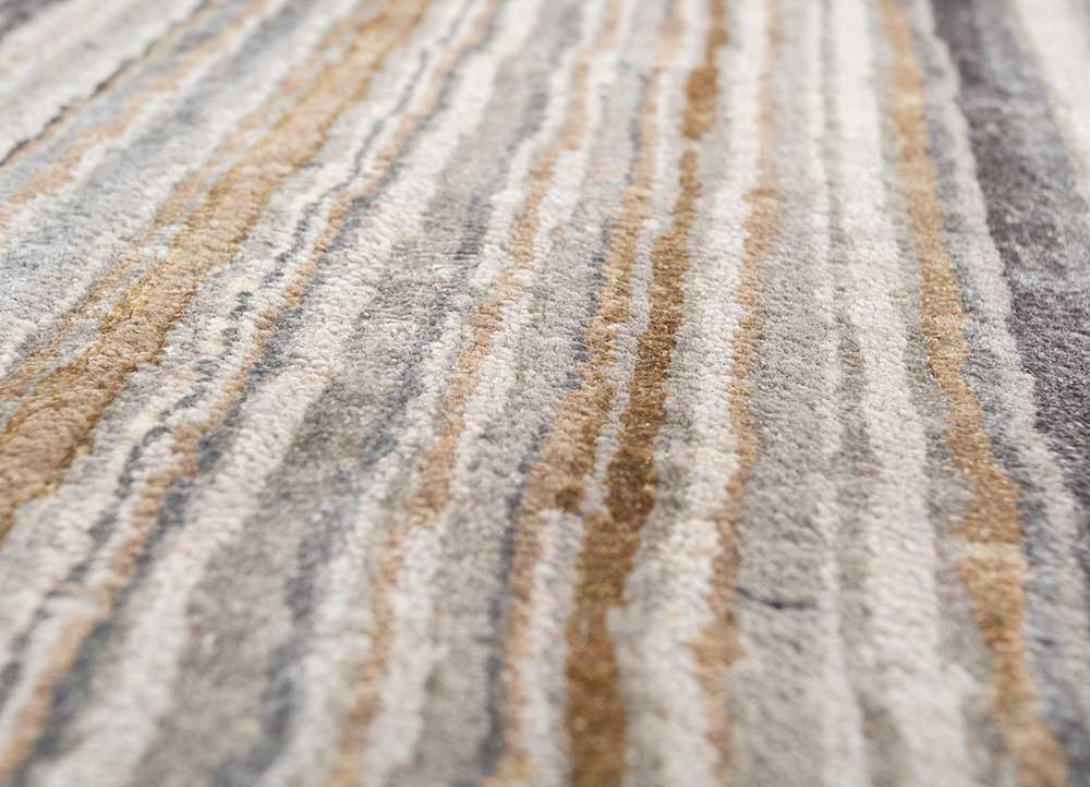 free verse by kavi grey and black wool and silk hand knotted Rug - CloseUp