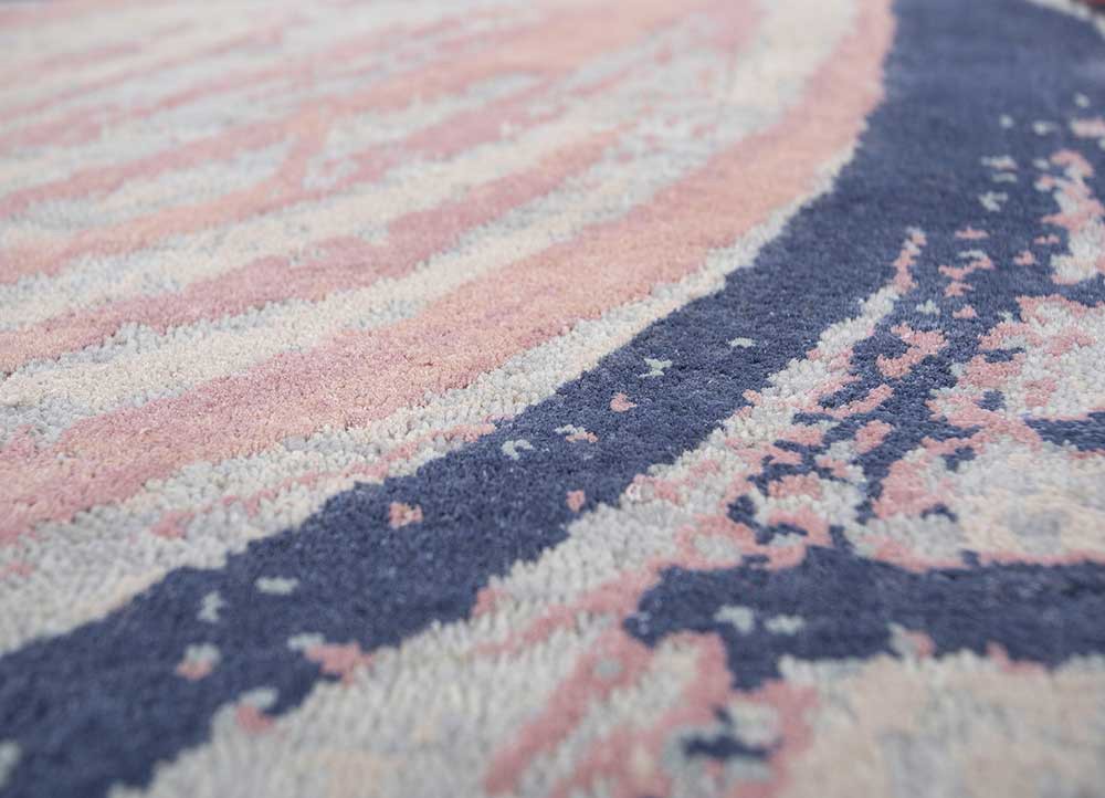 reverie japonaise blue wool and silk hand knotted Rug - CloseUp reverie japonaise blue wool and silk hand knotted Rug - CloseUp