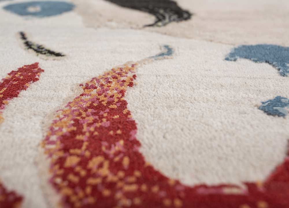 reverie japonaise ivory wool and silk hand knotted Rug - CloseUp reverie japonaise ivory wool and silk hand knotted Rug - CloseUp