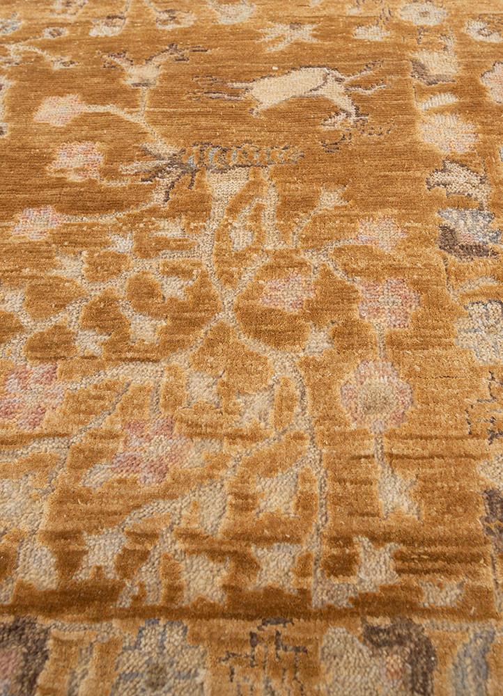 far east gold wool and silk hand knotted Rug - CloseUp far east gold wool and silk hand knotted Rug - CloseUp