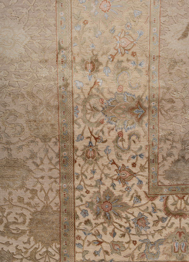 aurora ivory wool and silk hand knotted Rug - CloseUp aurora ivory wool and silk hand knotted Rug - CloseUp
