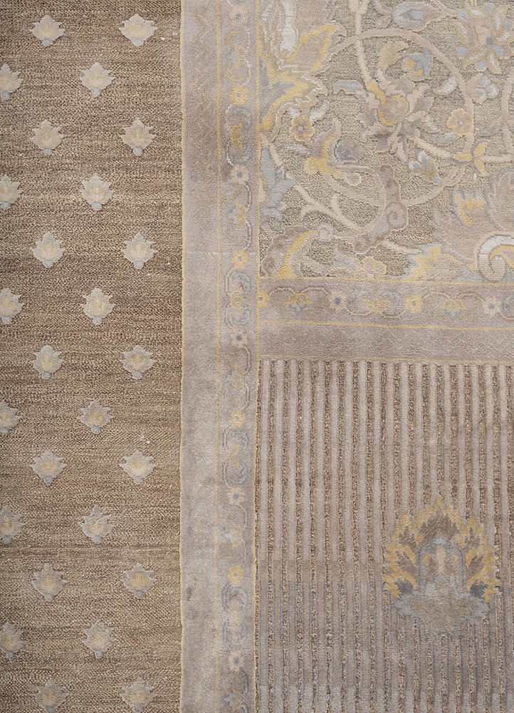 aprezo green wool and silk hand knotted Rug - CloseUp aprezo green wool and silk hand knotted Rug - CloseUp