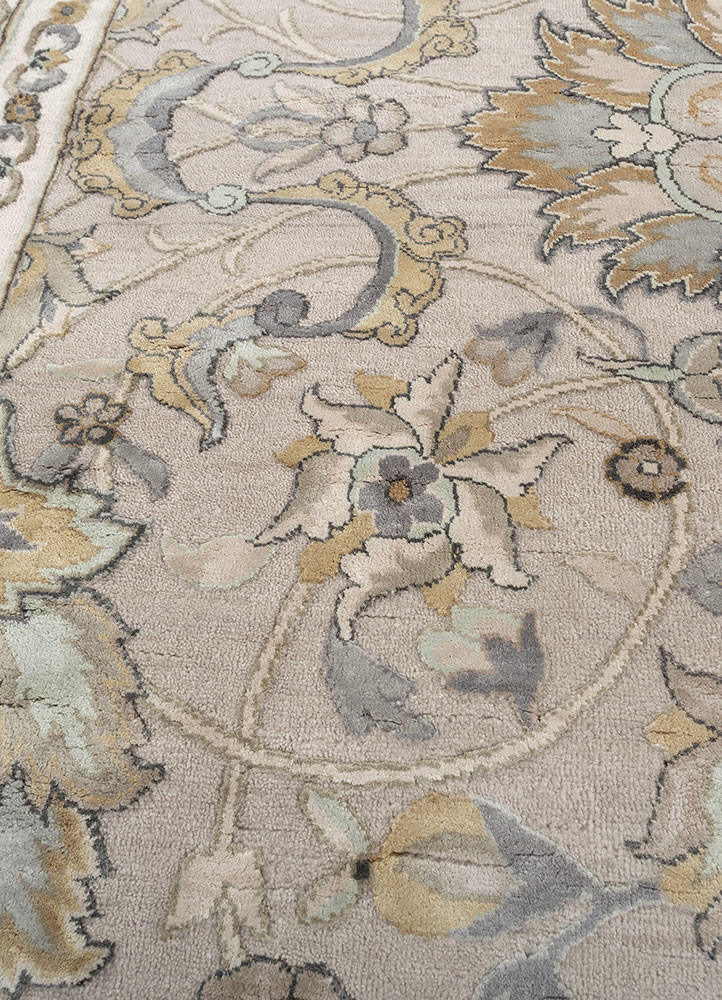 far east grey and black wool and silk hand knotted Rug - CloseUp far east grey and black wool and silk hand knotted Rug - CloseUp