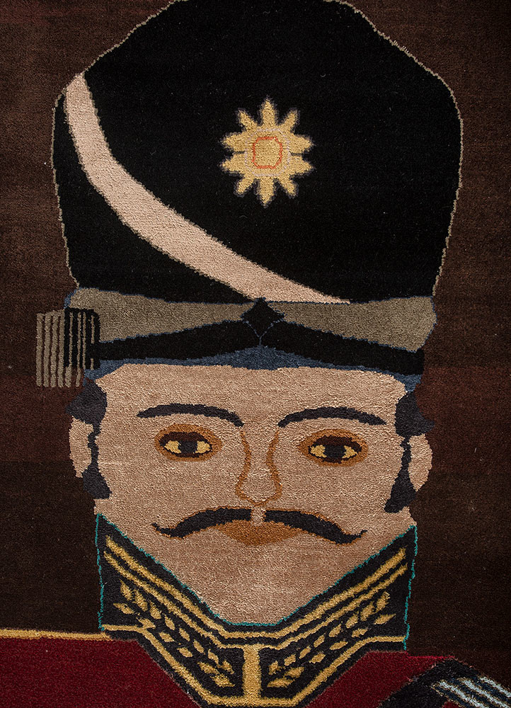 majnun beige and brown wool and silk hand knotted Rug - CloseUp