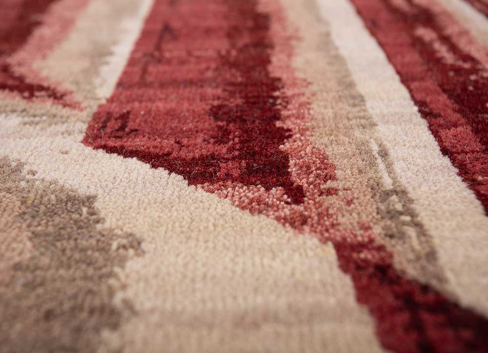 reverie japonaise red and orange wool hand knotted Rug - CloseUp reverie japonaise red and orange wool hand knotted Rug - CloseUp