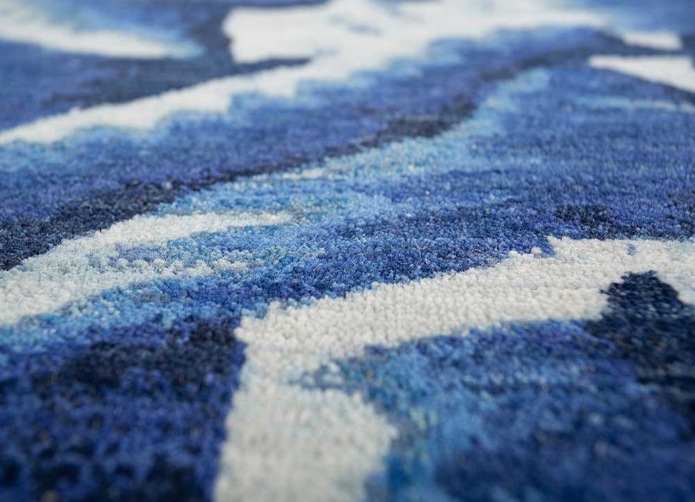 reverie japonaise blue wool hand knotted Rug - CloseUp reverie japonaise blue wool hand knotted Rug - CloseUp