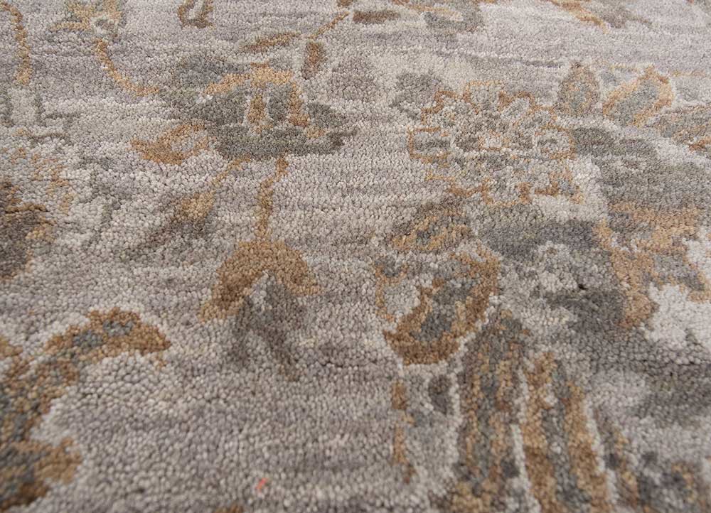 gulnar grey and black wool hand knotted Rug - CloseUp