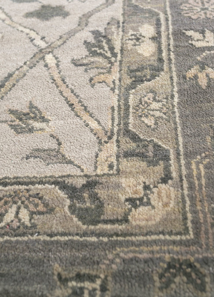 gulnar grey and black wool hand knotted Rug - CloseUp gulnar grey and black wool hand knotted Rug - CloseUp