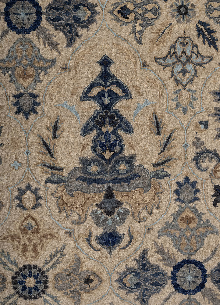 cyanna ivory wool hand knotted Rug - CloseUp