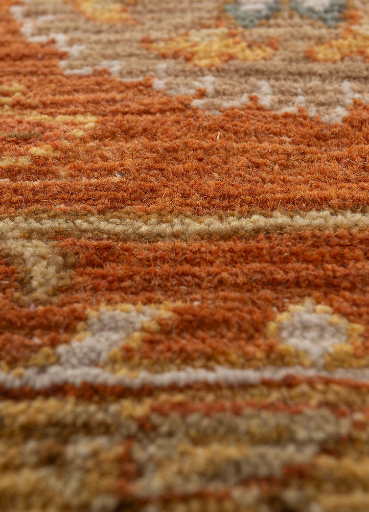 gulnar green wool hand knotted Rug - CloseUp gulnar green wool hand knotted Rug - CloseUp