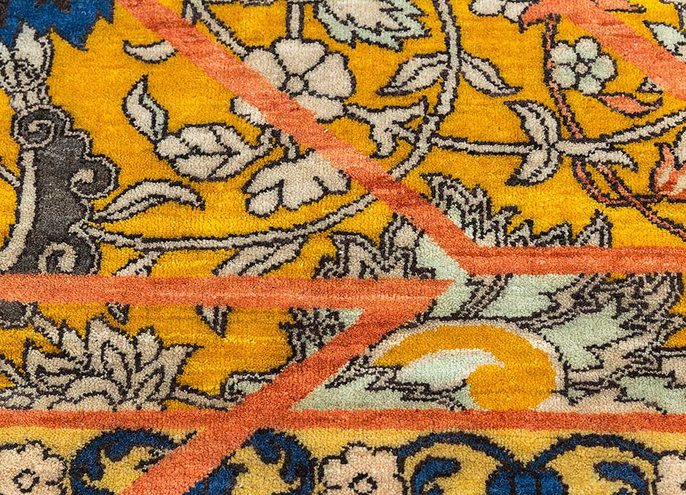 far east gold wool hand knotted Rug - CloseUp far east gold wool hand knotted Rug - CloseUp