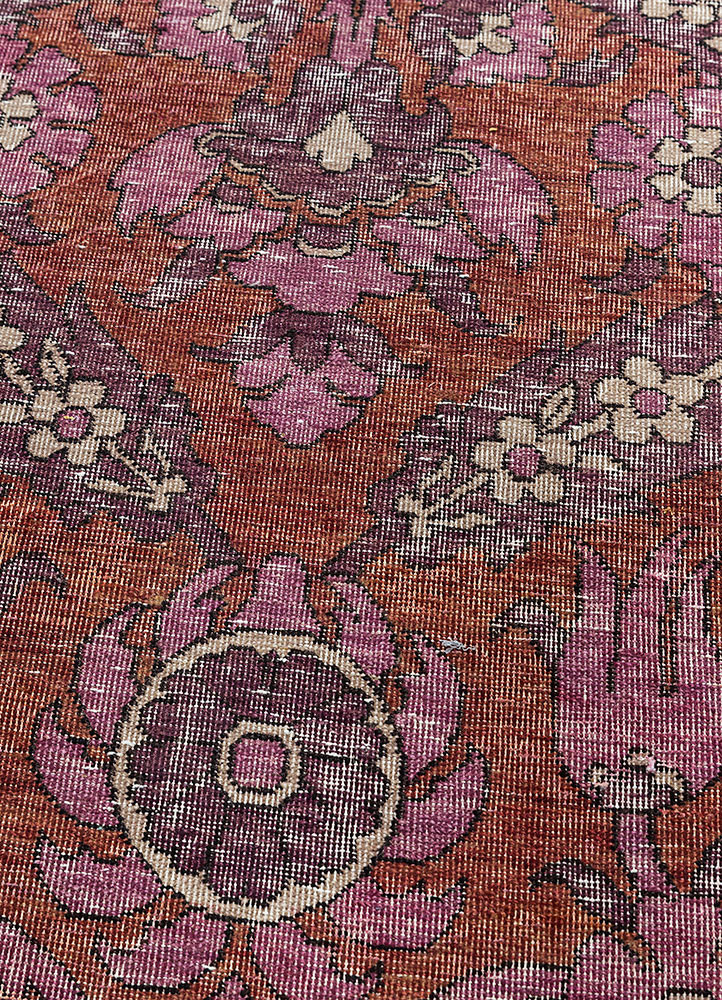 erbe red and orange wool hand knotted Rug - CloseUp erbe red and orange wool hand knotted Rug - CloseUp