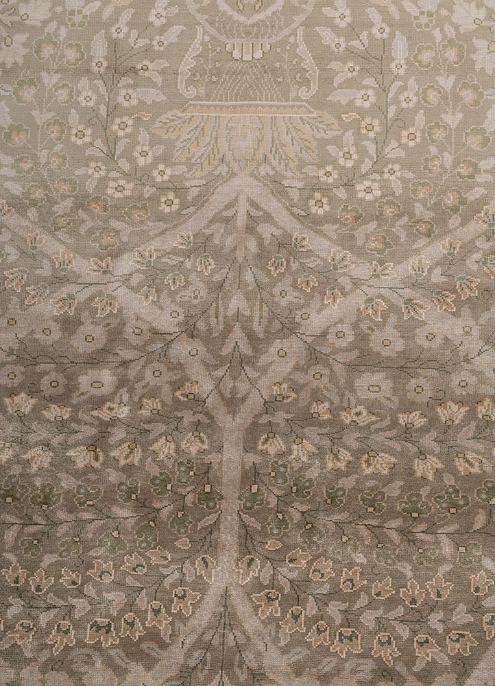 gulmarg green silk hand knotted Rug - CloseUp gulmarg green silk hand knotted Rug - CloseUp