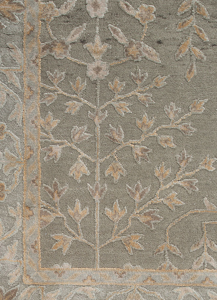 gulmarg blue wool and silk hand knotted Rug - CloseUp gulmarg blue wool and silk hand knotted Rug - CloseUp