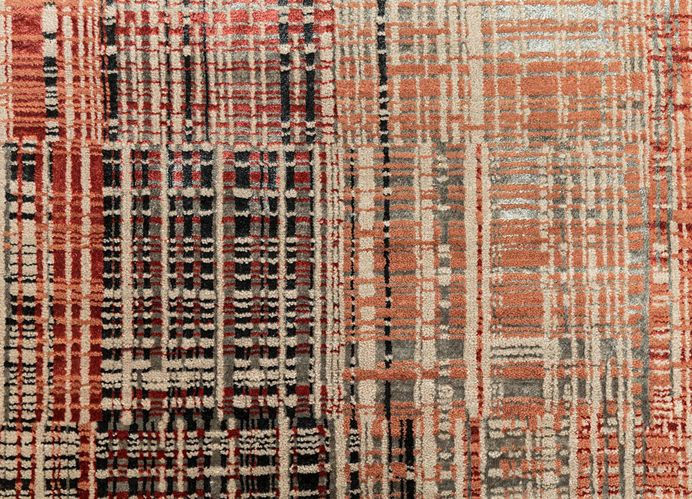 unstring by kavi ivory wool and bamboo silk hand knotted Rug - CloseUp