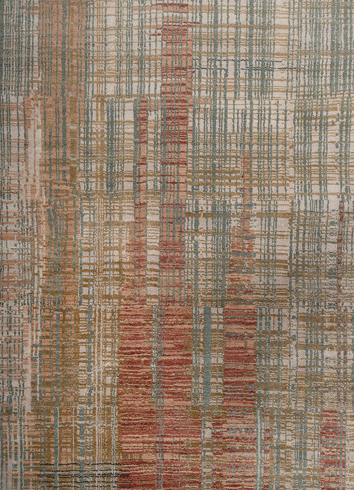 unstring by kavi red and orange wool and bamboo silk hand knotted Rug - CloseUp unstring by kavi red and orange wool and bamboo silk hand knotted Rug - CloseUp