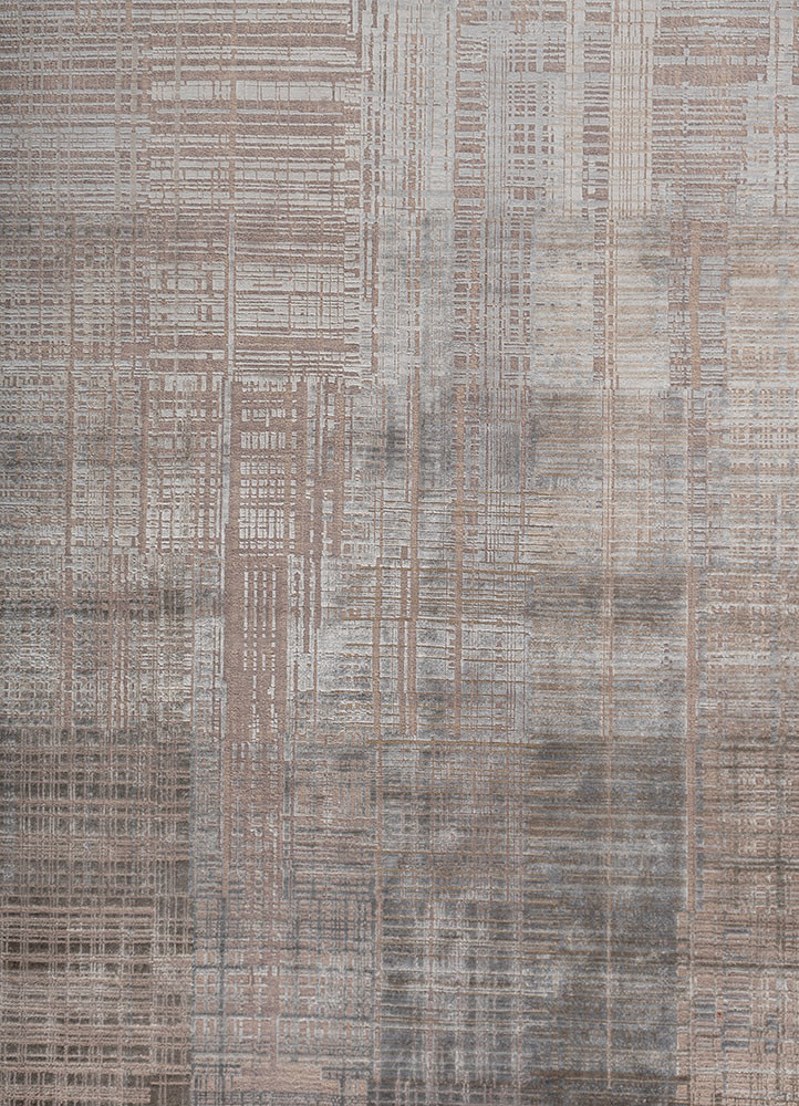 uvenuti grey and black wool and bamboo silk hand knotted Rug - CloseUp