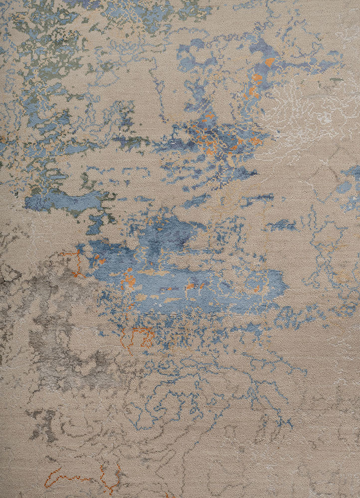 aprezo ivory wool and bamboo silk hand knotted Rug - CloseUp aprezo ivory wool and bamboo silk hand knotted Rug - CloseUp