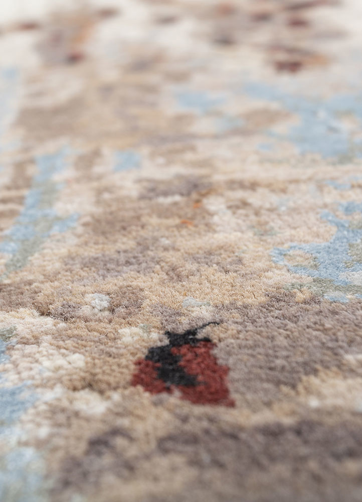 entropy beige and brown wool and bamboo silk hand knotted Rug - CloseUp entropy beige and brown wool and bamboo silk hand knotted Rug - CloseUp