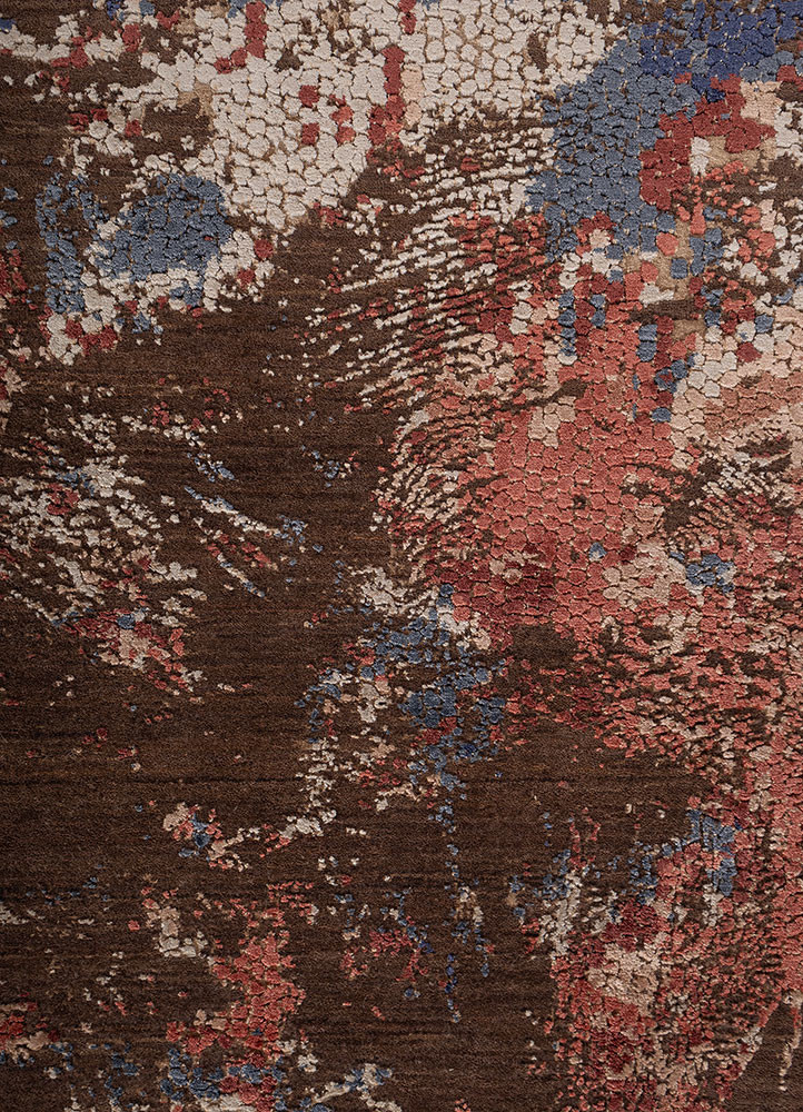 unstring by kavi beige and brown wool and bamboo silk hand knotted Rug - CloseUp unstring by kavi beige and brown wool and bamboo silk hand knotted Rug - CloseUp