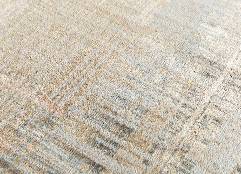 unstring by kavi beige and brown wool and bamboo silk hand knotted Rug - CloseUp