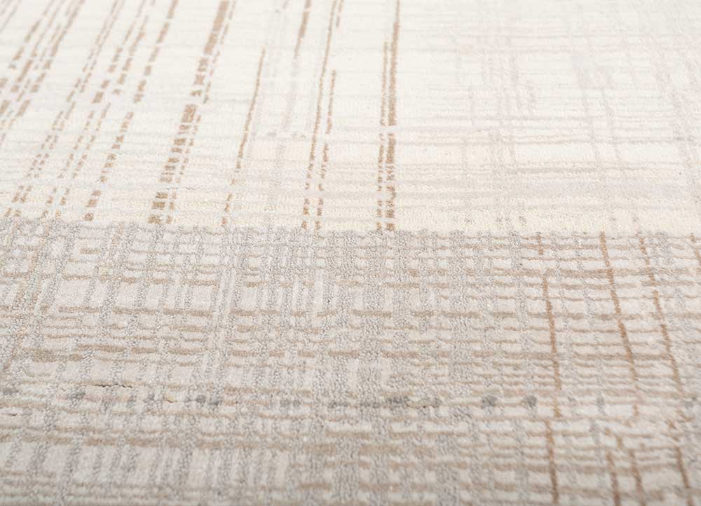 unstring by kavi grey and black wool and bamboo silk hand knotted Rug - CloseUp