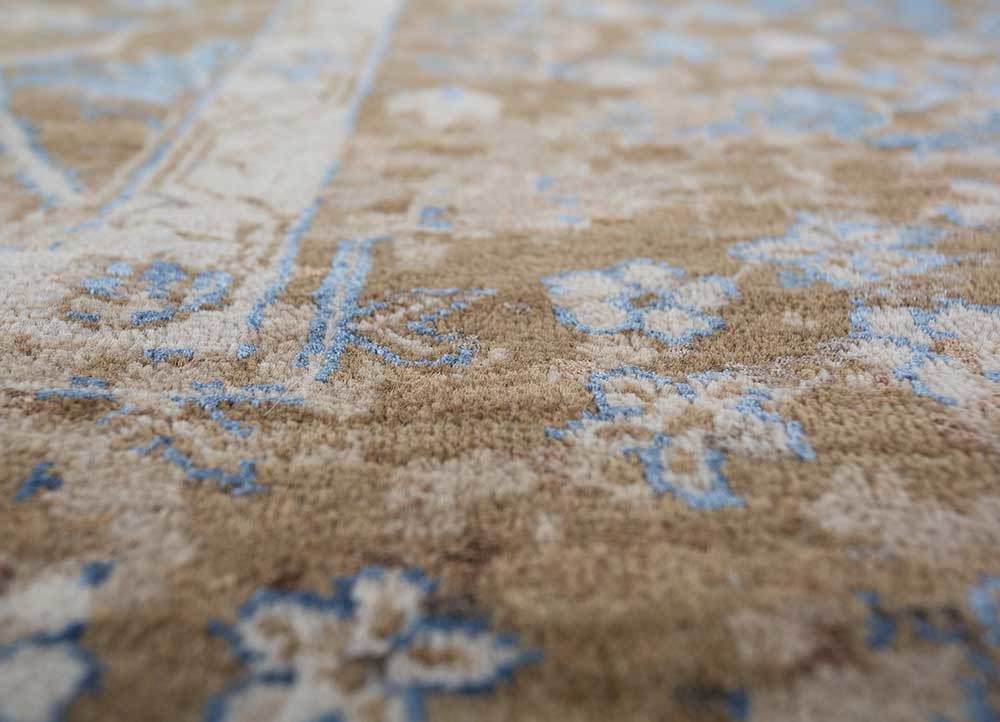 far east ivory wool and bamboo silk hand knotted Rug - CloseUp far east ivory wool and bamboo silk hand knotted Rug - CloseUp