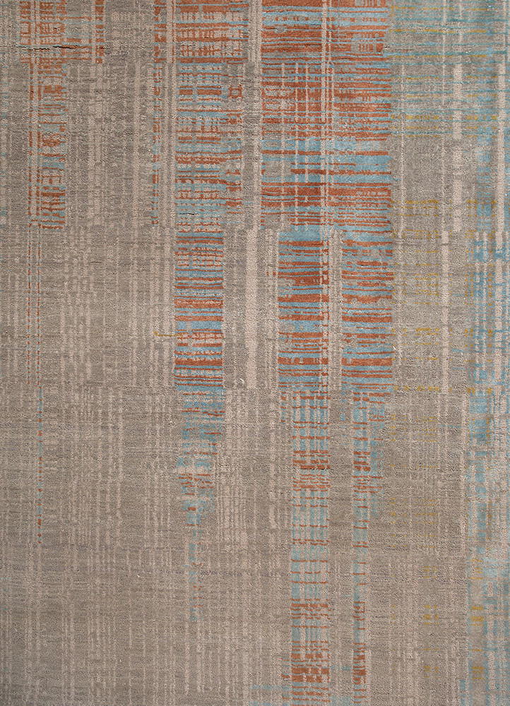 unstring by kavi grey and black wool and bamboo silk hand knotted Rug - CloseUp unstring by kavi grey and black wool and bamboo silk hand knotted Rug - CloseUp